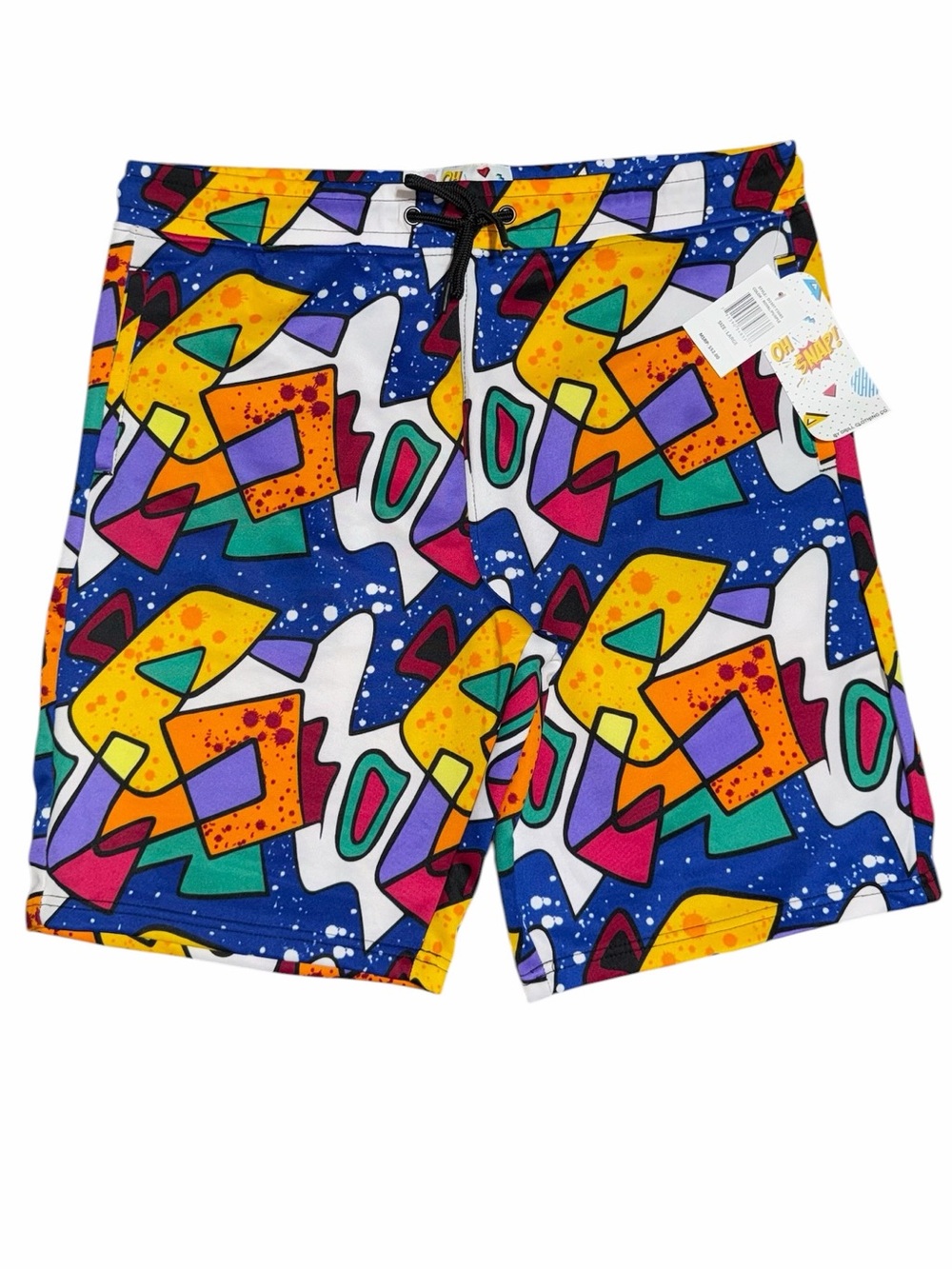 NWT Colorful Geometric Print Swim Trunks - Blue Multi